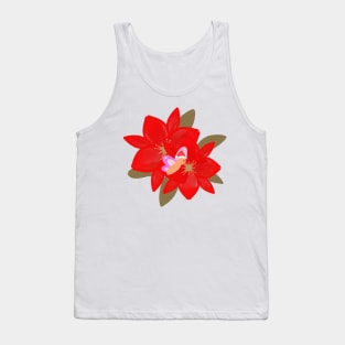 Christmas Flower and Butterfly Tank Top